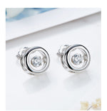 Sterling silver elegant circular dancing crystal earring -Glintzia Jewelry