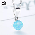 Sterling silver white opal stone necklace -Glintzia Jewelry