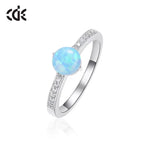 Sterling silver elegant blue opal with little crystals ring -Glintzia Jewelry