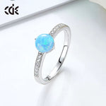 Sterling silver elegant blue opal with little crystals ring -Glintzia Jewelry