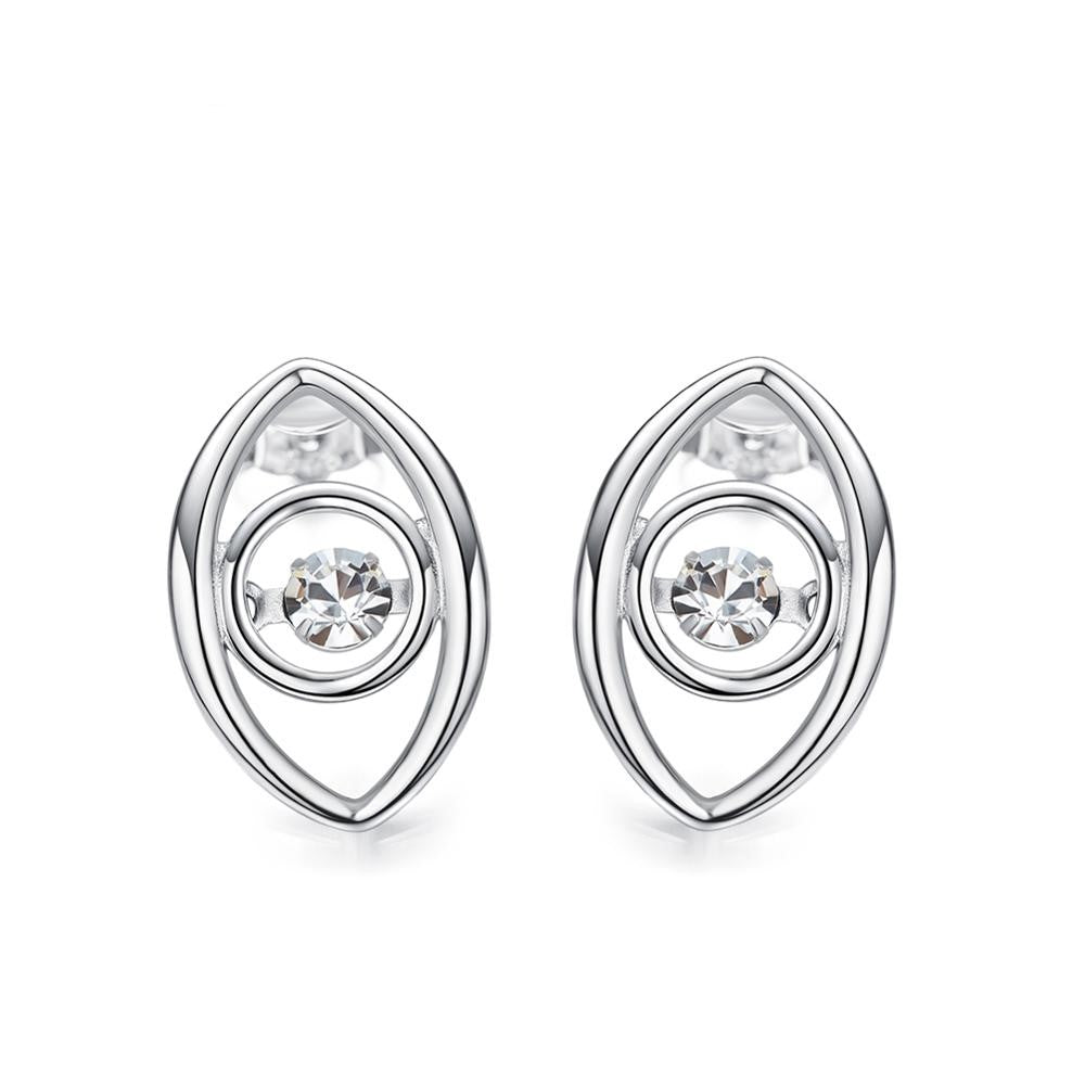 Sterling silver stylish eye with a dancing crystal earring -Glintzia Jewelry