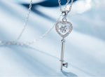 Sterling silver key to the heart dancing crystal necklace -Glintzia Jewelry