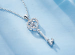 Sterling silver key to the heart dancing crystal necklace -Glintzia Jewelry