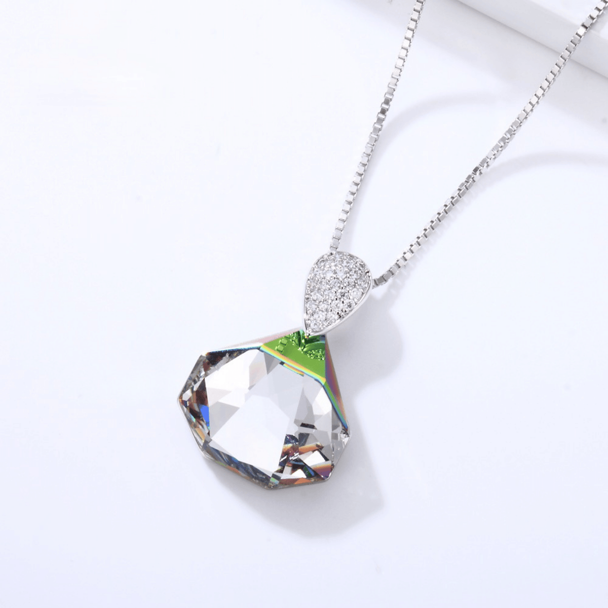 princess-diamond-shape-swarovski-crystal-necklace -Glintzia Jewelry