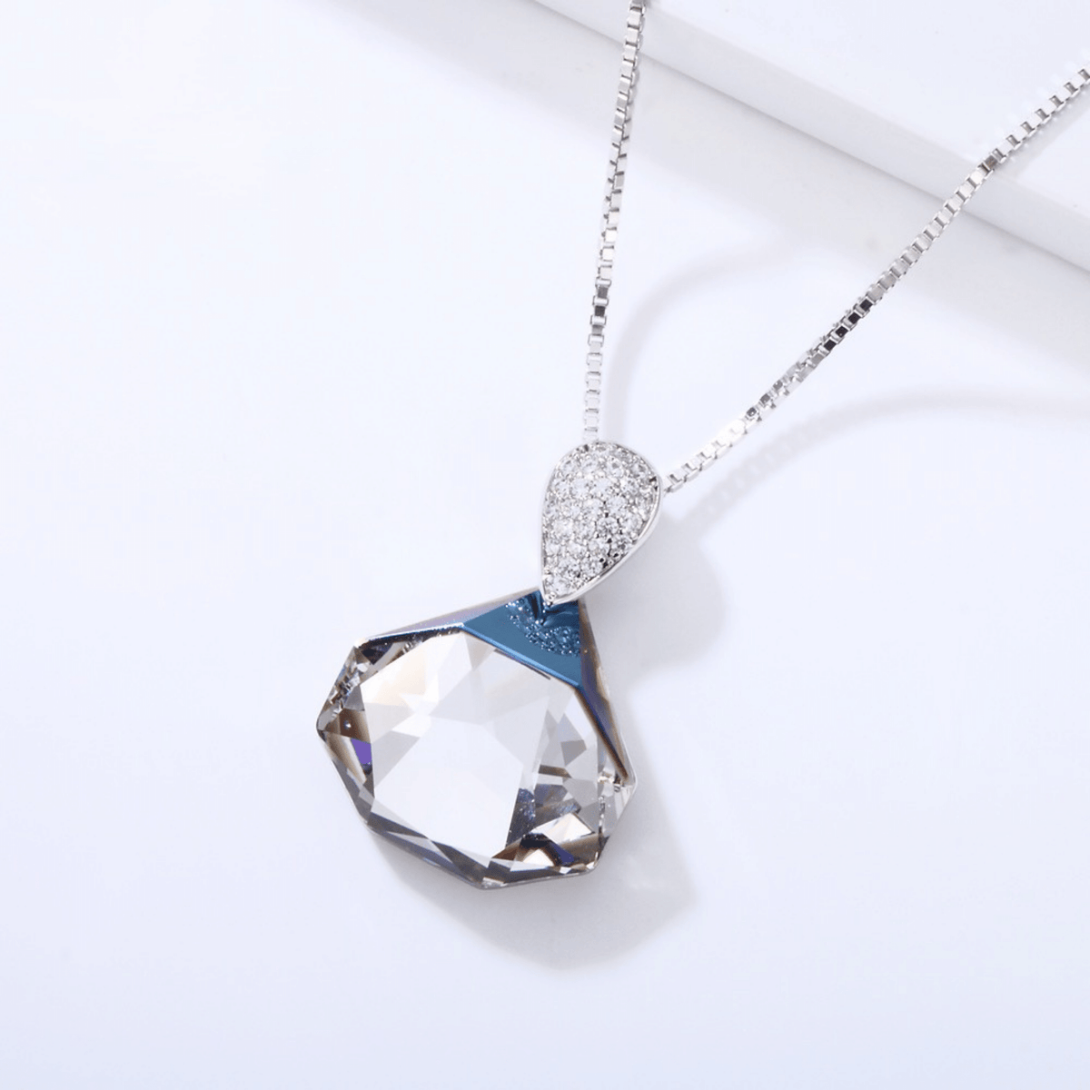 princess-diamond-shape-swarovski-crystal-necklace -Glintzia Jewelry