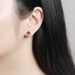 Cute Cube Swarovski blue topaz Crystal Earring - BLUE TOPAZ - EARRINGS