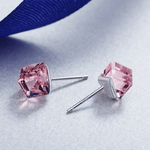 Cute Cube Swarovski blue topaz Crystal Earring - BLUE TOPAZ - EARRINGS