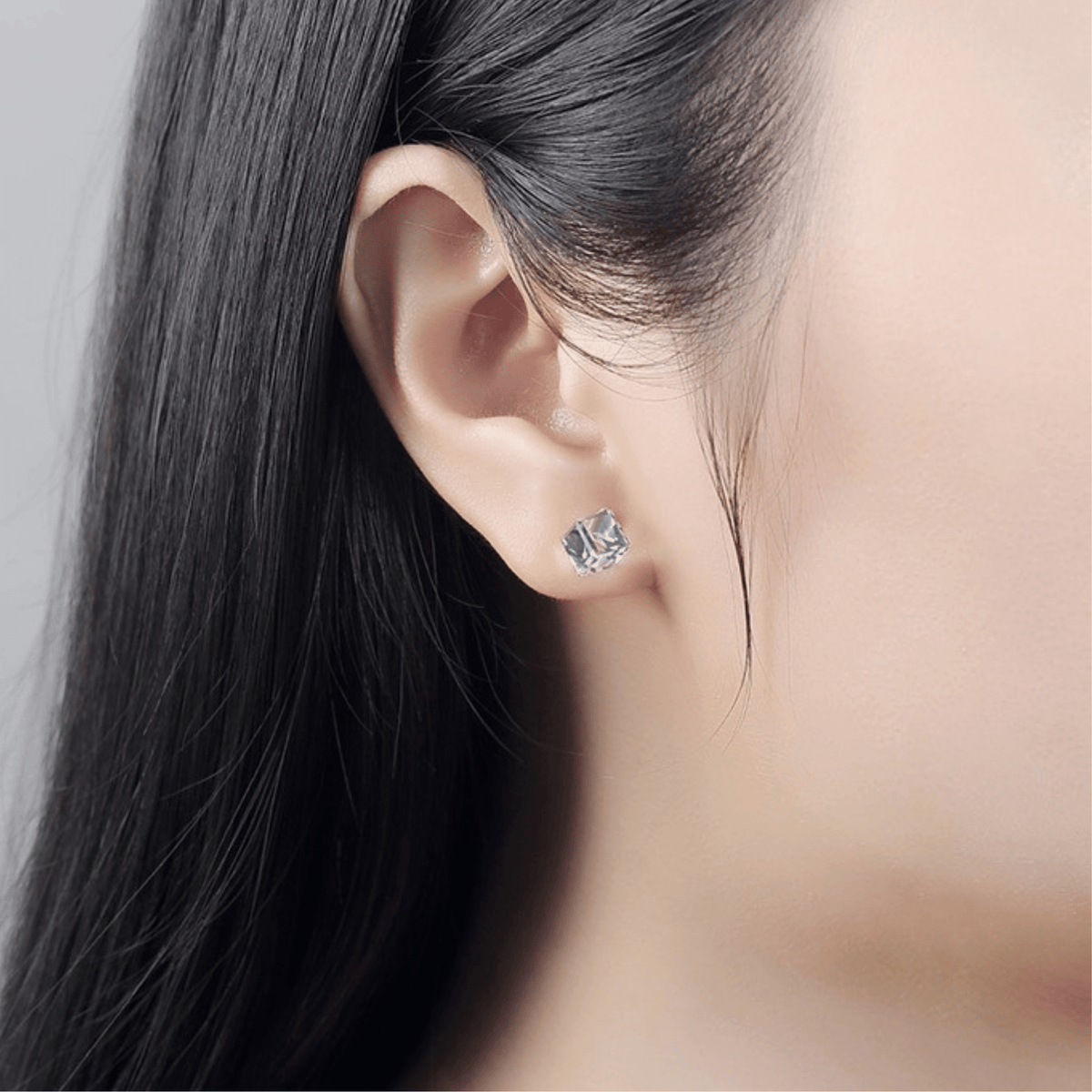 Cute Cube Swarovski blue topaz Crystal Earring - BLUE TOPAZ - EARRINGS