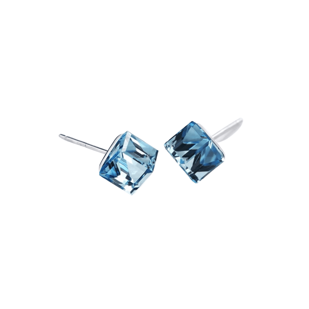 Cute Cube Swarovski blue topaz Crystal Earring - BLUE TOPAZ - EARRINGS