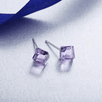Cute Cube Swarovski blue topaz Crystal Earring - BLUE TOPAZ - EARRINGS