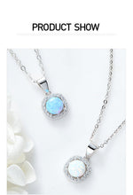 Sterling silver shiny blue / white opal necklace -Glintzia Jewelry