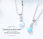 Round Shaped Blue White Opal Necklace With Zirconia AAA -Glintzia Jewelry