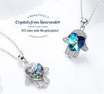 Sterling silver cute shining sapphire hand necklace -Glintzia Jewelry