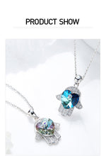 Sterling silver cute shining sapphire hand necklace -Glintzia Jewelry