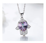 Sterling silver cute shining sapphire hand necklace -Glintzia Jewelry