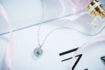 Sterling silver blue topaz dancing crystal necklace -Glintzia Jewelry