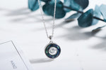 Sterling silver rounded sapphire dancing crystal necklace -Glintzia Jewelry