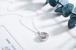 Sterling silver rounded sapphire dancing crystal necklace -Glintzia Jewelry