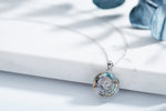 Sterling silver rounded sapphire dancing crystal necklace -Glintzia Jewelry