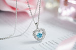 Sterling silver blue topaz dancing crystal necklace -Glintzia Jewelry