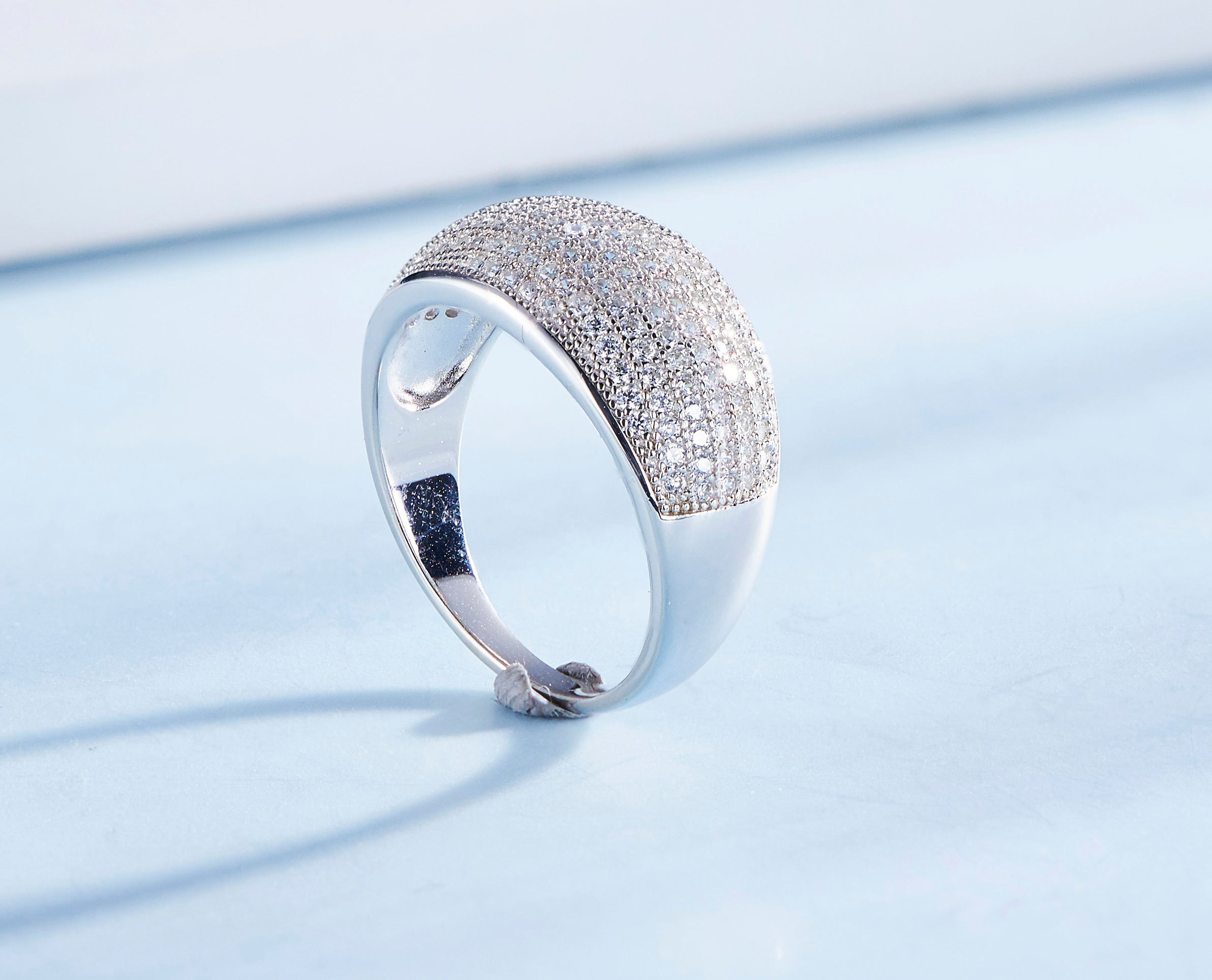 Sterling silver fancy small crystals ring -Glintzia Jewelry