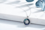 Sterling silver rounded sapphire dancing crystal necklace -Glintzia Jewelry