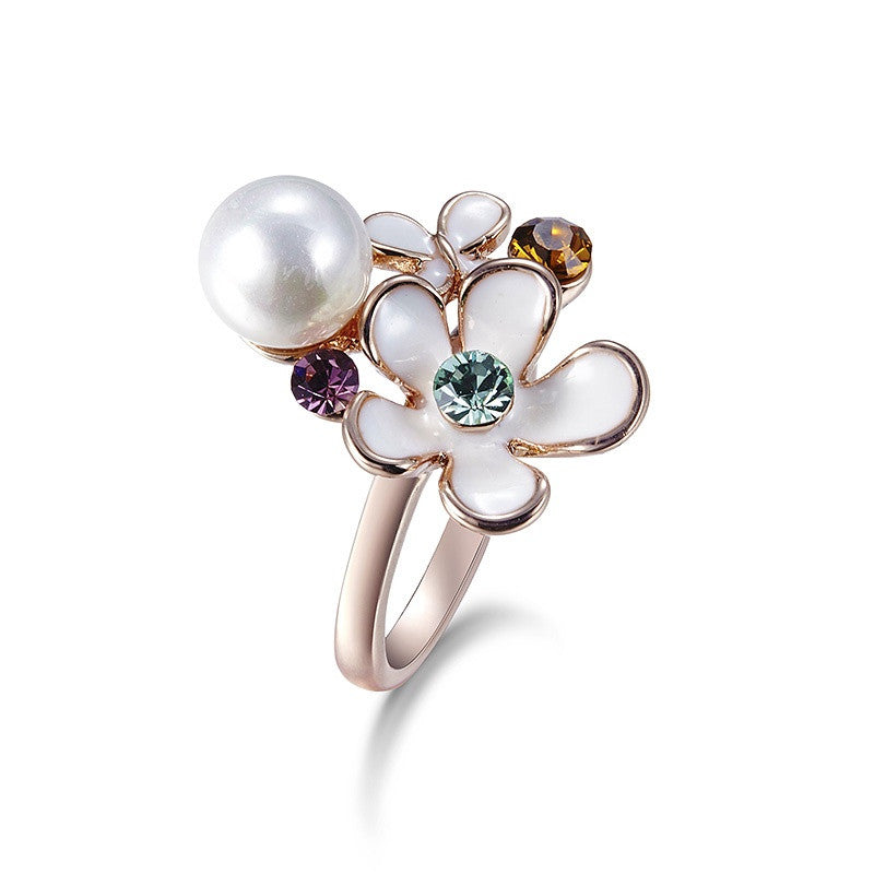 The amazing pearls and flower ring -Glintzia Jewelry