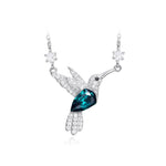 Sterling silver Emerald hummingbird with 2 crystals on the chain necklace -Glintzia Jewelry