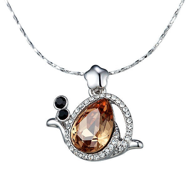 The cute cetrine snail necklace -Glintzia Jewelry