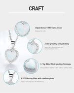 Silver opal necklace for women featuring a heart-shaped opal stone and AAA cubic zircon embellishments