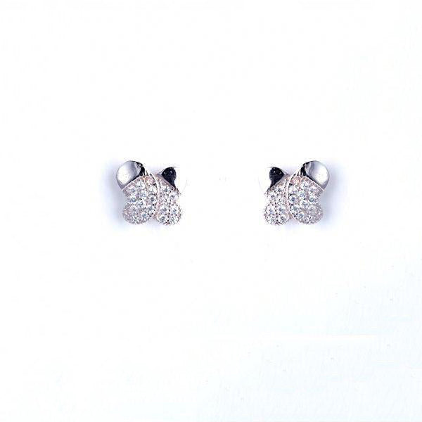 Sterling silver little Zirconia butterflies earring -Glintzia Jewelry