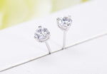 Sterling silver cute little white crystal earring -Glintzia Jewelry