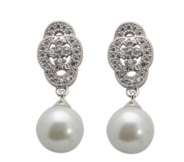 Sterling silver majestic hanged pearl earring -Glintzia Jewelry