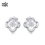 Sterling silver cute clover dancing crystal earring -Glintzia Jewelry