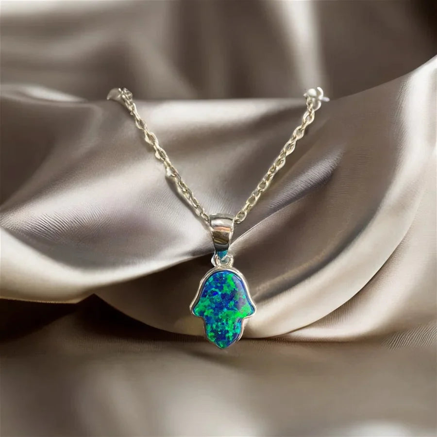 The Arabian traditional green opal sterling silver necklace - INDIAN OPAL - NECKLACES