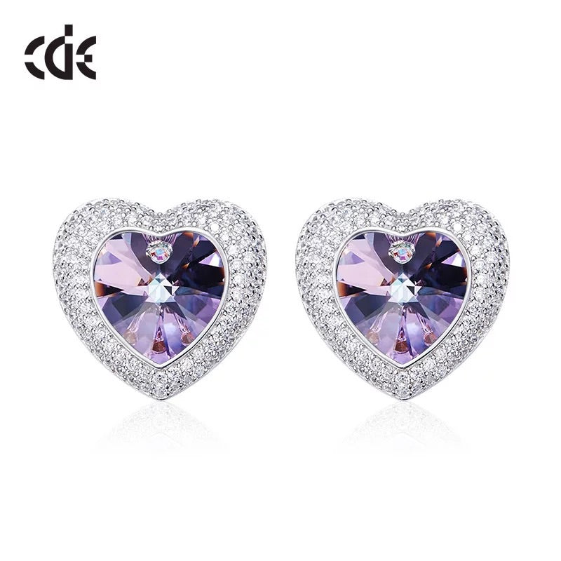 Sterling silver shining  little blue topaz heart earring -Glintzia Jewelry