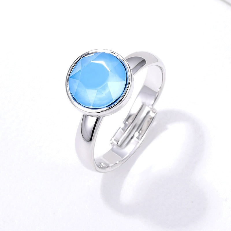 Summer Colors Free Size Plated Platinum Ring - BLUE - RINGS
