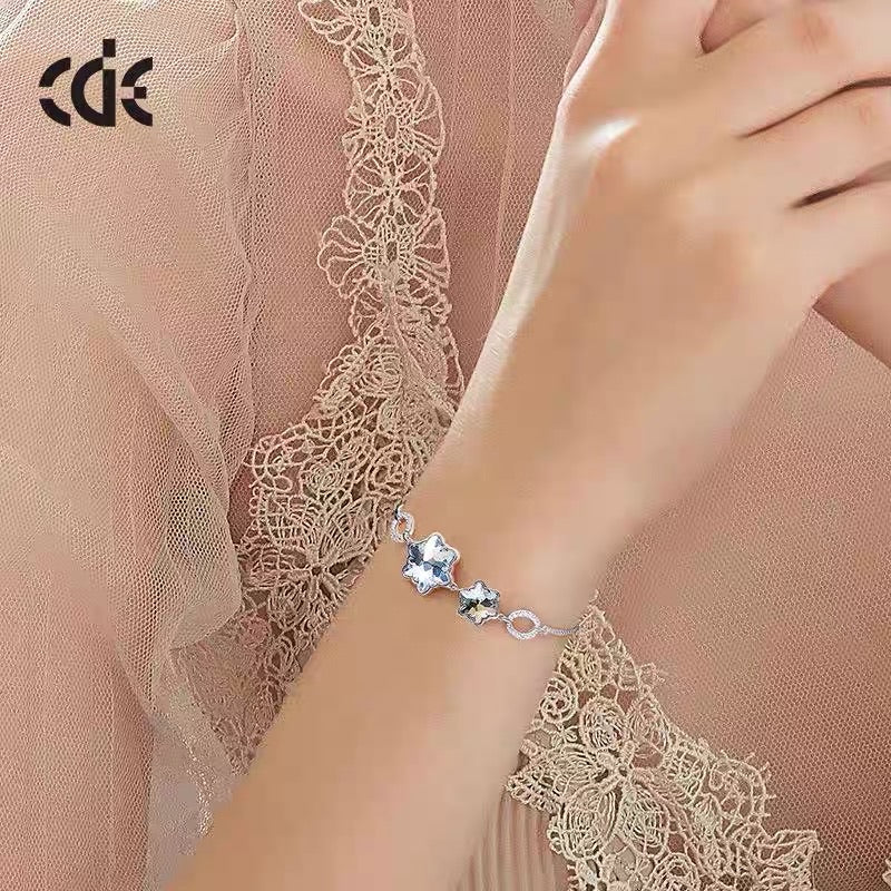 Moonlight snowflake Swarovski crystal bracelet -Glintzia Jewelry