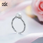 Sterling silver stylish rope style with a pearl ring -Glintzia Jewelry