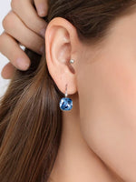 Hock earrings with blue Topaz Swarovski Crystal - EARRINGS