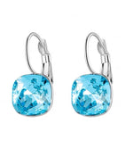 Hock earrings with blue Topaz Swarovski Crystal - AQUAMARINE - EARRINGS