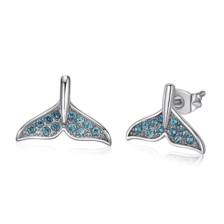 Sterling silver shining fish tail earring -Glintzia Jewelry