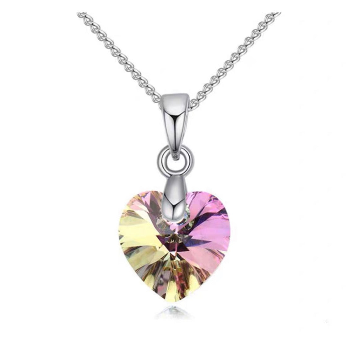 Simple cute heart Swarovski crystal necklace - AMTHYST - NECKLACES