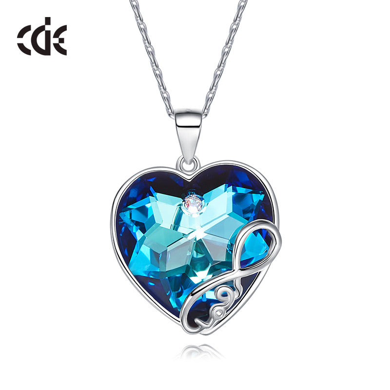 Sterling silver infinity love sapphire heart necklace -Glintzia Jewelry