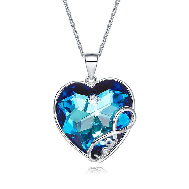 Sterling silver infinity love sapphire heart necklace -Glintzia Jewelry