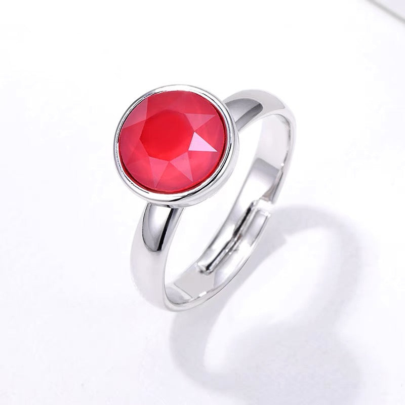 Summer Colors Free Size Plated Platinum Ring - RED - RINGS