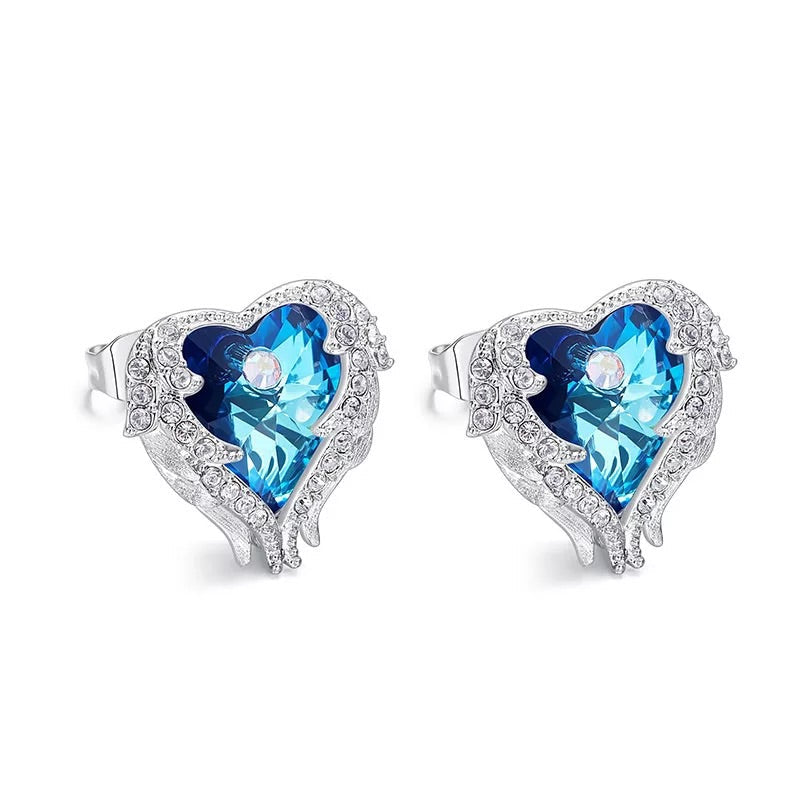 The cute little sapphire / amethyst hearts earring -Glintzia Jewelry