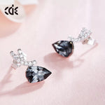 Sterling silver elegant black diamond earring -Glintzia Jewelry