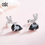 Sterling silver elegant black diamond earring -Glintzia Jewelry