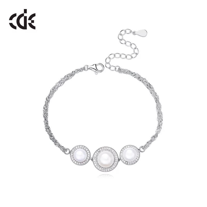 Sterling silver elegant 3 pearls bracelet -Glintzia Jewelry